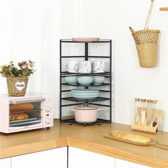 Kitchen | 2pack Stackable Corner Shelf Stand Height Adjustable Cabinet ...